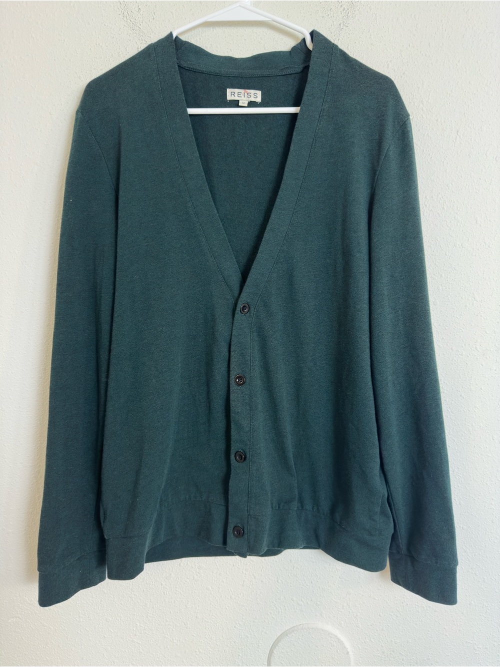 Reiss Men's Teal Button down V-Neck Cardigan
